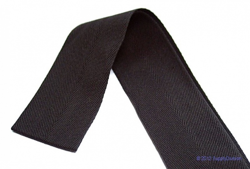 50mm(2'') Black twill webbing tape, 100% cotton, 100m.